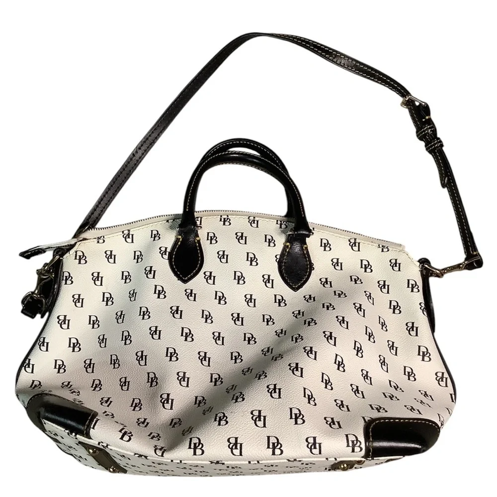Dooney & Bourke Black and White Monogrammed Satchel bag - Picture 2 of 5